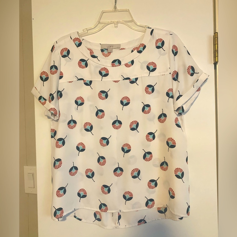 LOFT white floral blouse